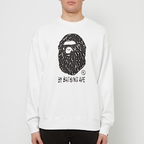 A Bathing Ape Hand Draw Ape Head Crewneck blanc