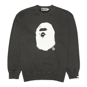 A Bathing Ape Spray Ape Head Garmint Dyed Crewneck M schwarz