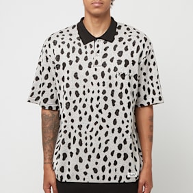 Wacko Maria Leopard Knit Polo-Shirt grijs