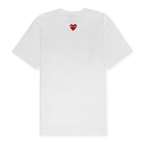 Comme des Garcons Play Small Red Heart Neck T-Shirt White blanc