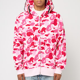 A Bathing Ape ABC Camo Crystal Stone Shark Full Zip Hoodie light pink