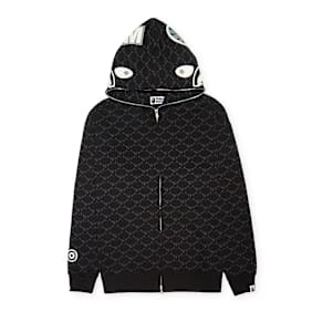 A Bathing Ape College Monogram Relaxed Fit Shark Full Zip Hoodie black zwart