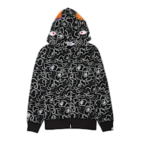 A Bathing Ape Neon Camo Shark Full Zip Hoodie black camouflage