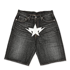 A Bathing Ape&nbsp; Twin Sta Relaxed Fit Denim Shorts gris