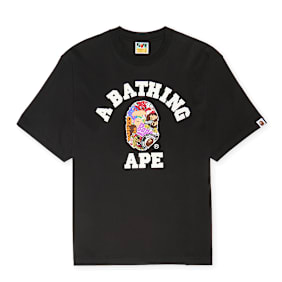 A Bathing Ape Multi Logo College Relaxed Fit Tee black