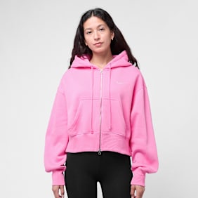 Nike Wmns Phoenix Fleece Cropped Full-Zip Hoodie lichtroze