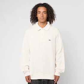 Lacoste Ribbed Cotton Polo Collar Sweatshirt beige