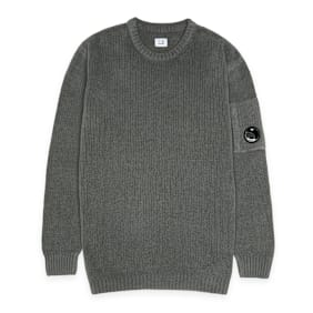 C. P. Company Knitwear Crew Neck In Chenille Cotton grijs