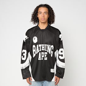 A Bathing Ape Line Camo Jacquard Logo Relaxed Fit Ice Hockey Jersey noir