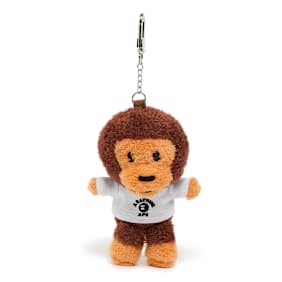 A Bathing Ape Baby Milo College Tee Plush Doll Key Chain L brown