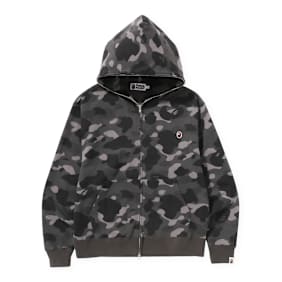 A Bathing Ape&nbsp; One Point Color Camo Cropped Full Zip Hoodie noir