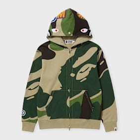 A Bathing Ape Mega ABC Camo Double Shark Relaxed Fit Full Zip Hoodie groen