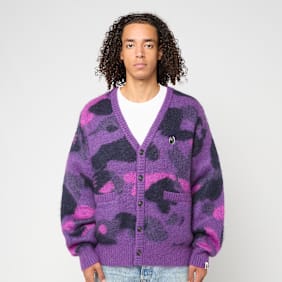 A Bathing Ape Color Camo Mohair Knit Cardigan M pourpre