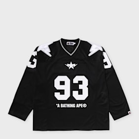 A Bathing Ape Line Camo Multi Logo Cropped Fit Football Jersey schwarz
