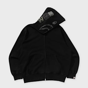 A Bathing Ape Garment Dye Shark Relaxed Fit Full Zip Hoodie schwarz