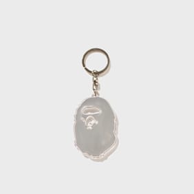 A Bathing Ape Ape Head Reflective Keychain white