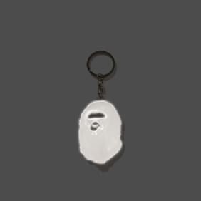 A Bathing Ape Ape Head Reflective Keychain white