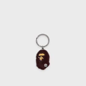 A Bathing Ape Ape Head Metal Keychain brown