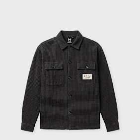 Brain Dead Waffle Button Front Shirt black