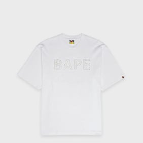 A Bathing Ape Bape Rhinestone Logo Relaxed Fit Tee white