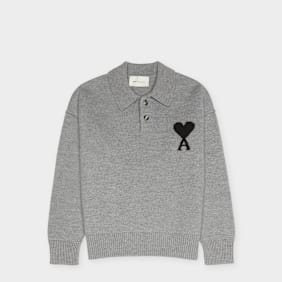 AMI PARIS Polo Sweater Contrasted ADC grey