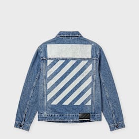 L/AB c/o Off-White Zip Trucker Denim Jacket bleu