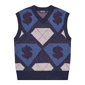 Billionaire Boys Club Diamonds & Dollars Argyle Knitted Vest blauw
