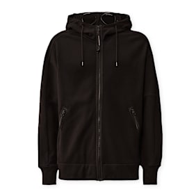 C. P. Company&nbsp; Sweatshirts Hooded Open In Diagonal Raised Fleece noir