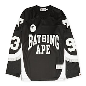 A Bathing Ape Line Camo Jacquard Logo Relaxed Fit Ice Hockey Jersey black