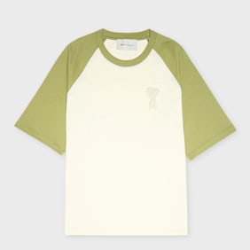 AMI PARIS&nbsp; SS Boxy Fit T-Shirt Ami De Coeur Knitted Patch beige