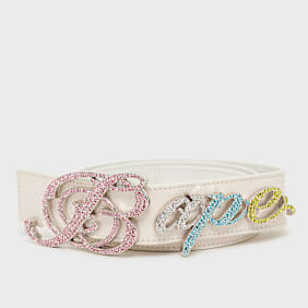 A Bathing Ape&nbsp; Bape Logo Belt W/ Rhinestones blanc