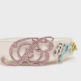 A Bathing Ape&nbsp; Bape Logo Belt W/ Rhinestones blanc