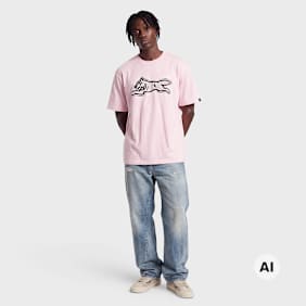 ICECREAM Half Tone Running Dog T-Shirt Pink
