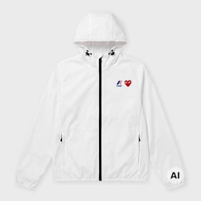 Comme des Garcons Play K-Way Full Zip Jacket Red Emblem weiß