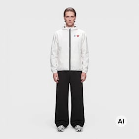 Comme des Garcons Play K-Way Full Zip Jacket Red Emblem white