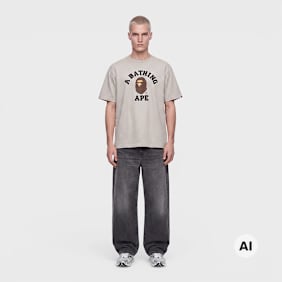 A Bathing Ape&nbsp; College Tee white gris