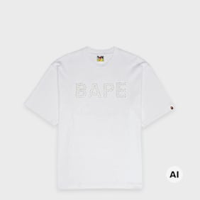 A Bathing Ape&nbsp; Bape Rhinestone Logo Relaxed Fit Tee blanc