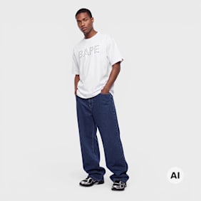 A Bathing Ape Bape Rhinestone Logo Relaxed Fit Tee weiß