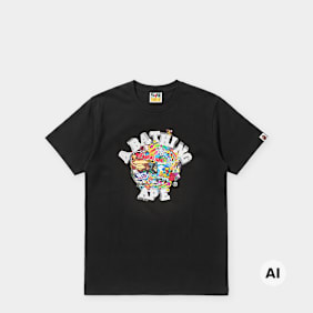 A Bathing Ape&nbsp; Colorful 3D Graphic College Tee noir