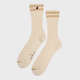 A Bathing Ape&nbsp; Chunky Ribbed Crew Socks beige