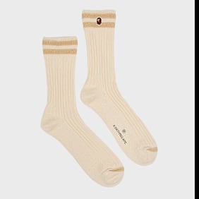 A Bathing Ape&nbsp; Chunky Ribbed Crew Socks beige