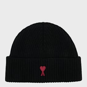 AMI PARIS Beanie Red Ami De Coeur Logo schwarz