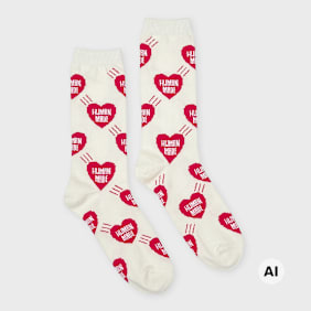 HUMAN MADE Heart Socks Weiss