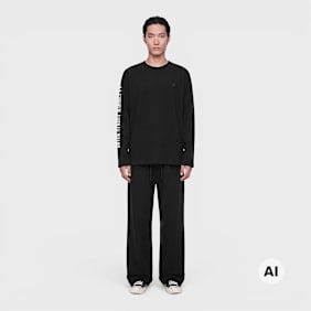 DSM Kei Ninomiya Unisex Pleated Pants Back Pile Knit black Undefinierte Farbe