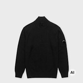C. P. Company Lambswool GRS Half Zip Sweater zwart
