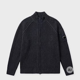 C. P. Company Knitwear Cardigan In Fleece Knit bleu