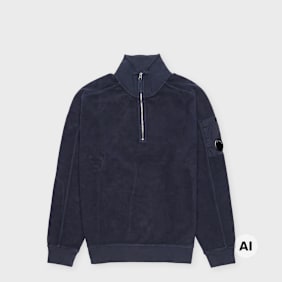 C. P. Company Sweatshirt Polo Collar Brushed blauw