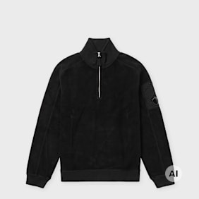 C. P. Company Sweatshirt Polo Collar Brushed black