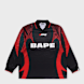 A Bathing Ape Ape Flame Monogram Jacquard Logo Football Jersey black 99551 1