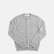 Comme des Garcons Play Round Neck Cardigan Pink Emblem grey 104460 1